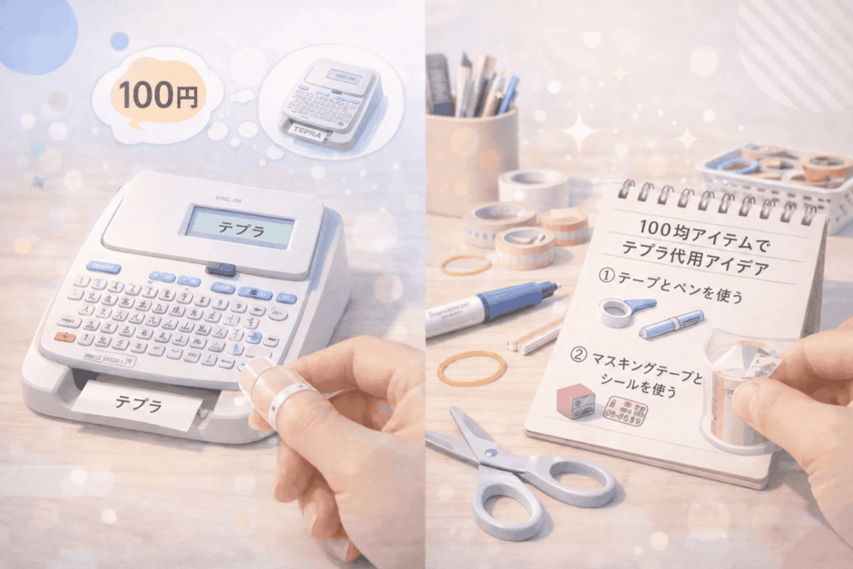 まさかマステがテプラの代用に？100均ハック