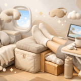 家にあるアレで飛行機フットレストの代用!むくみ撃退アイデア