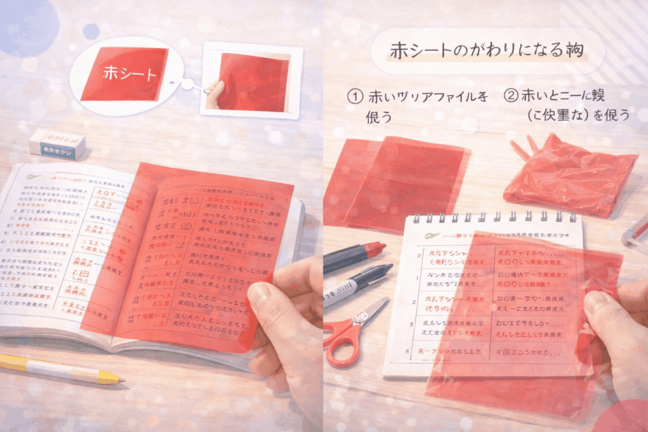 家にあるアレで赤シートの代用！試験前夜も安心