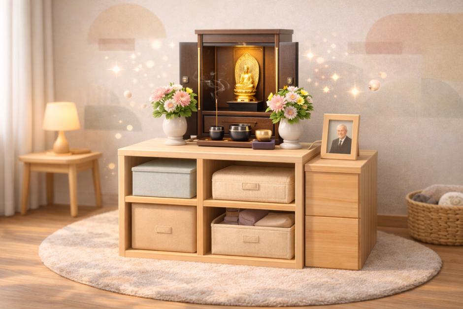 家にあるアレで仏壇を置く台の代用！0円から始める安心の供養スペース