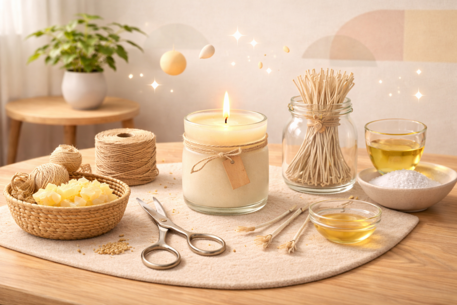 まさかタコ糸がキャンドル芯の代用に？専用品買わずに済む裏技