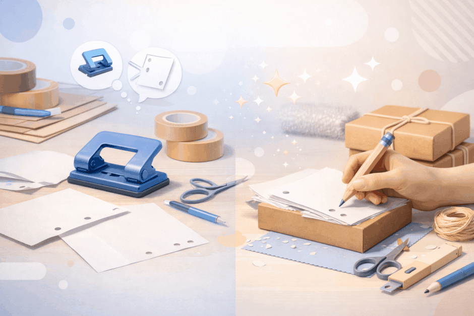 家にあるアレで穴あけパンチの代用！書類整理も即解決