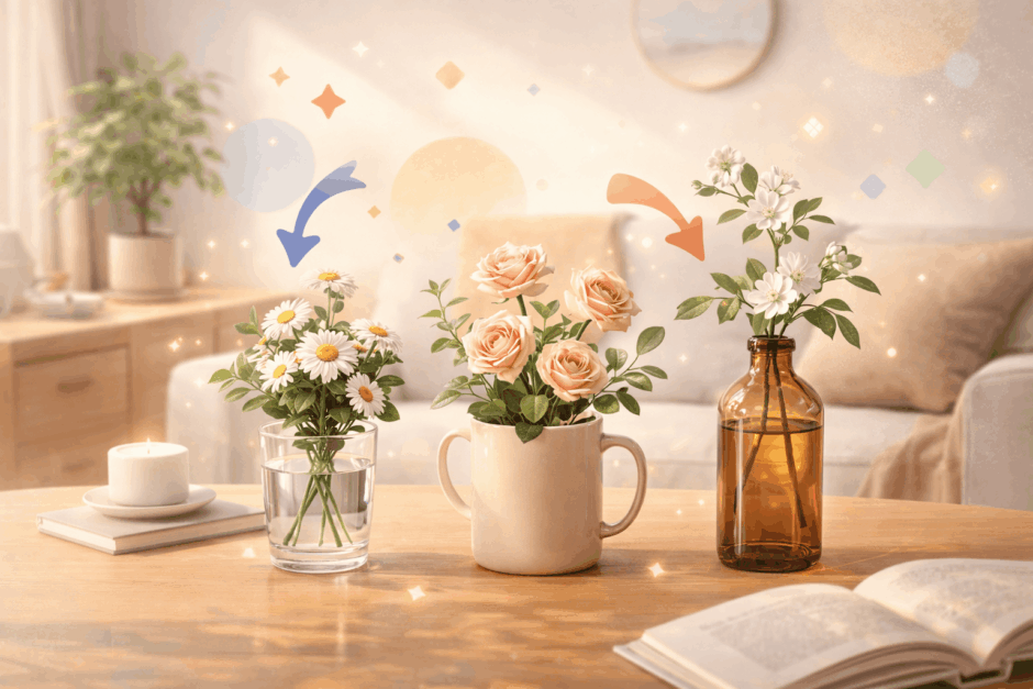 まさかアレが花瓶の代用に？家にあるものでおしゃれに飾る裏技