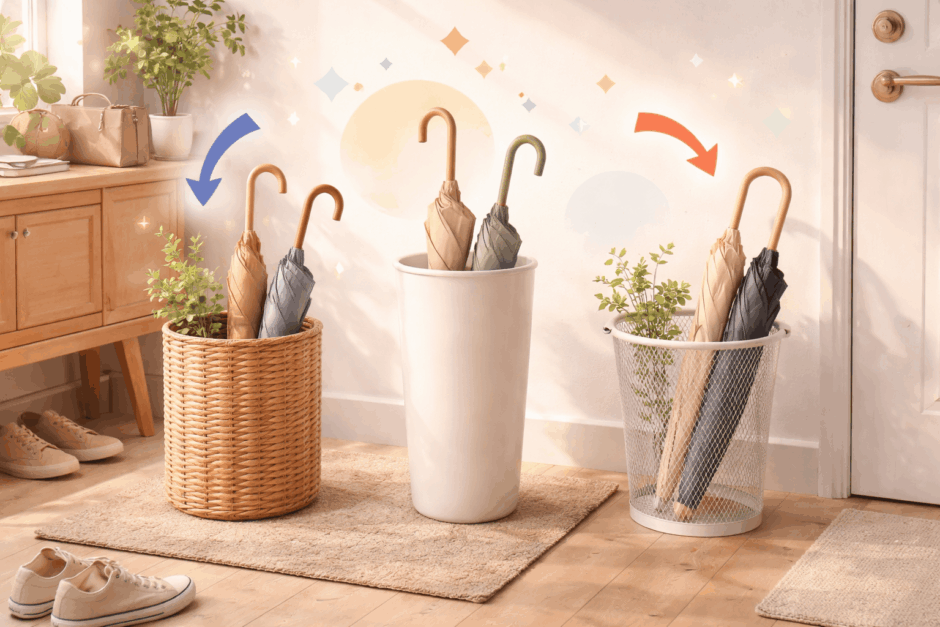 傘立ての代用はコレ！玄関が広く使える100均収納アイデア