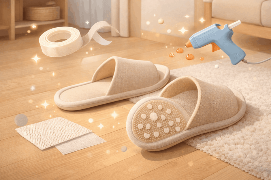 スリッパの滑り止め代用はグルーガン！100均で即解決する裏ワザ