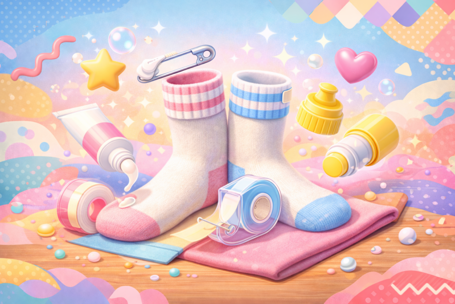 ソックタッチの代用はスティックのりでOK？家にあるアレで靴下を止める裏技